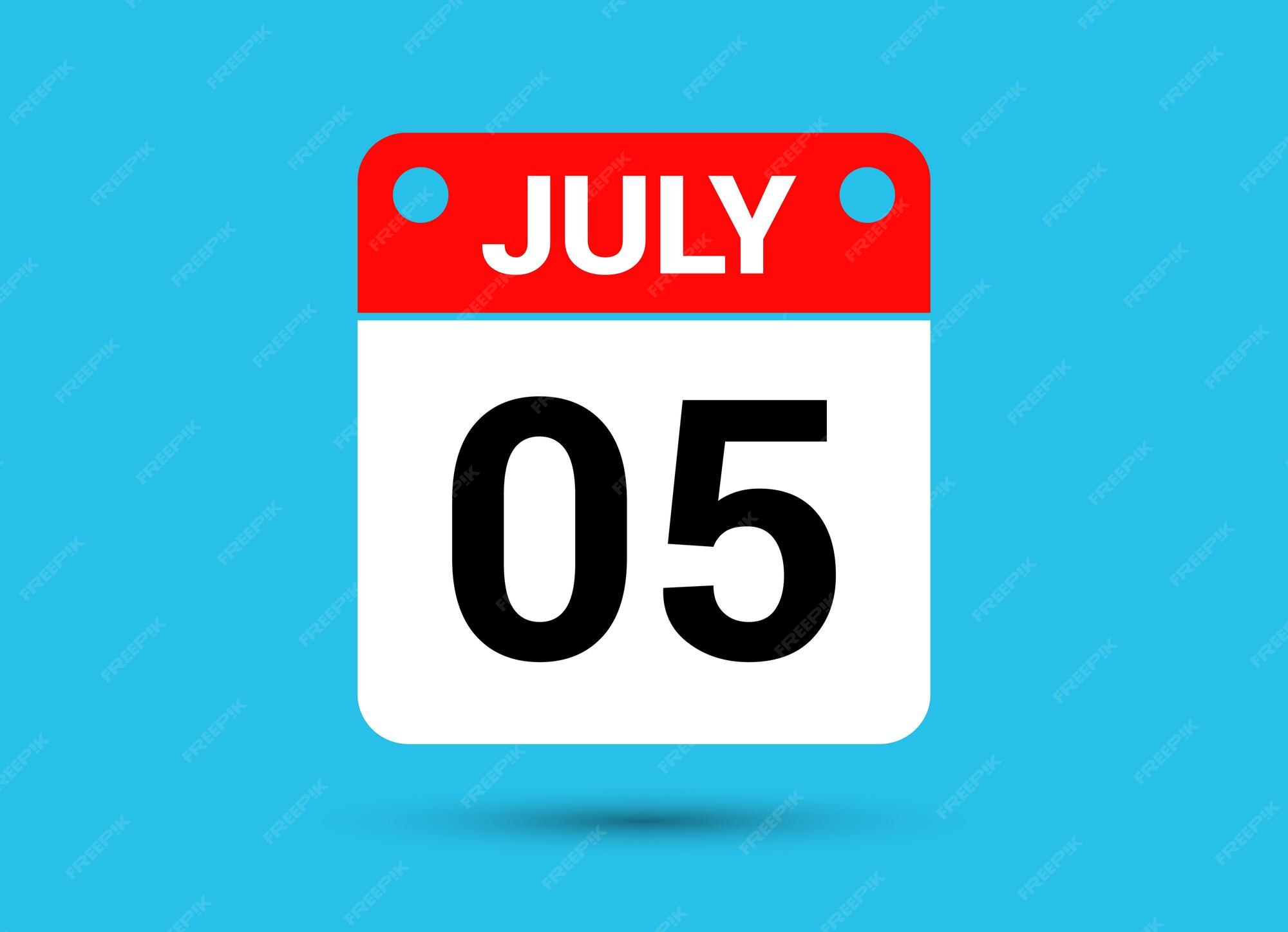 Premium Vector July 5 calendar date flat icon day 5 vector illustration