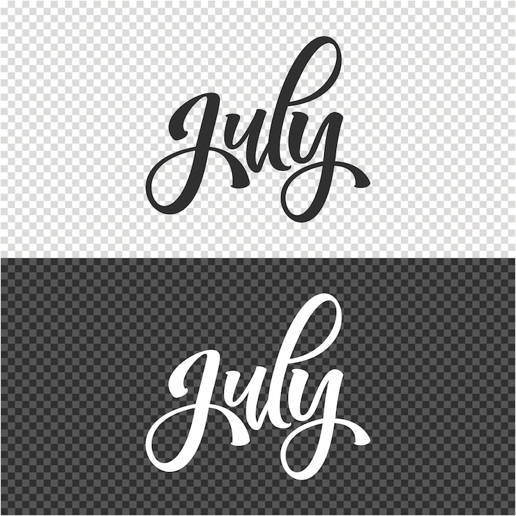 Vector july lettering clipart element design