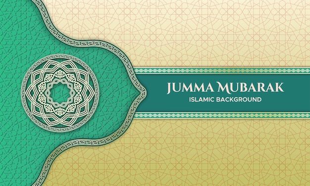 Vettore design jumma mubarak con cornice di confine con decorazione islamica e mandala islamica