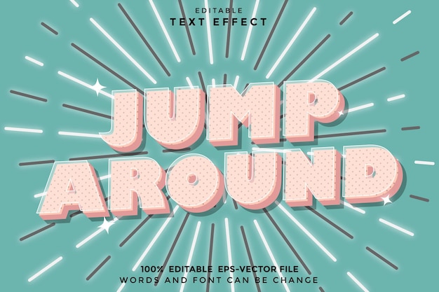 Jump Around Editable Text Effect 3D Cartoon Style