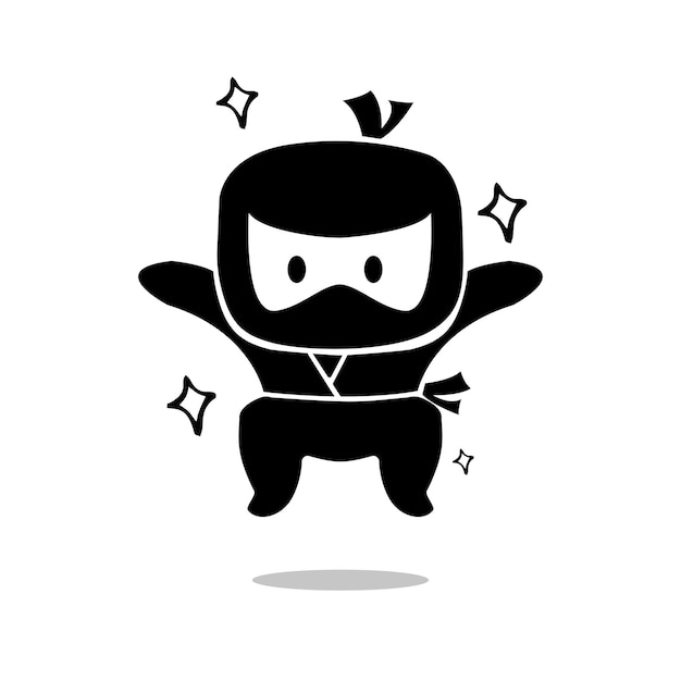 Jump cute ninja on white background vector