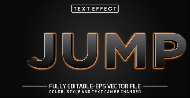 Vector jump glowing orange light background text effect editable text effect