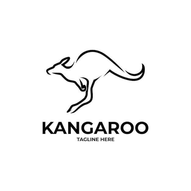 jump kangaroo line art logo ontwerp