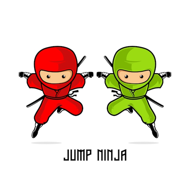 Vettore logo jump ninja mascot