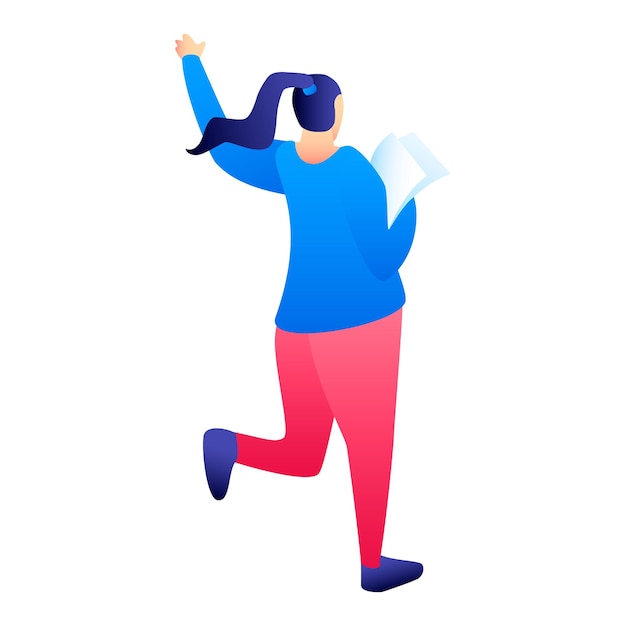 Иконка офисной женщины прыжка Изометрическая иконка вектора офисной женщины прыжка для веб-дизайна, выделенная на белом фоне