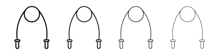 Vector jump rope icon outline sign symbol set