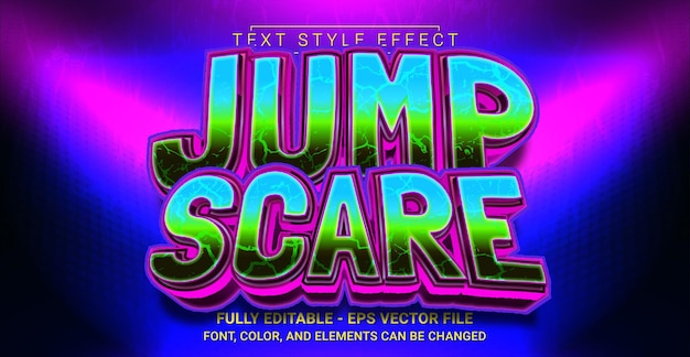 Vector jump scare text style effect bewerkbare grafische tekstsjabloon