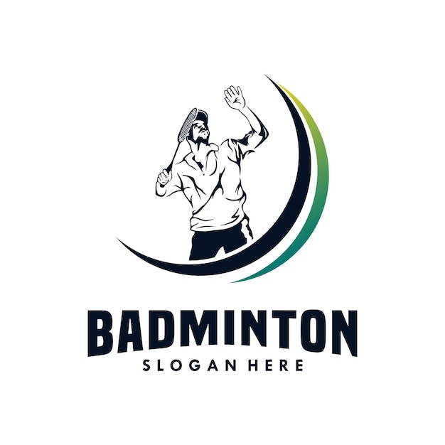 Jump smash badminton silhouet logo ontwerp