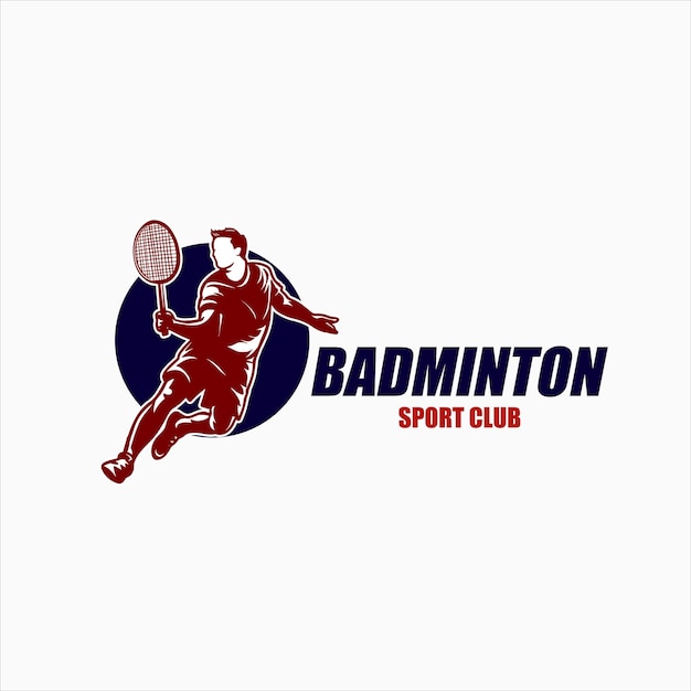 Vettore progettazione del logo della silhouette di jump smash badminton