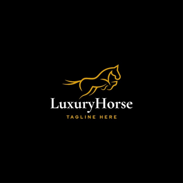 jumper logo with cursive logotype and horse jumping vector