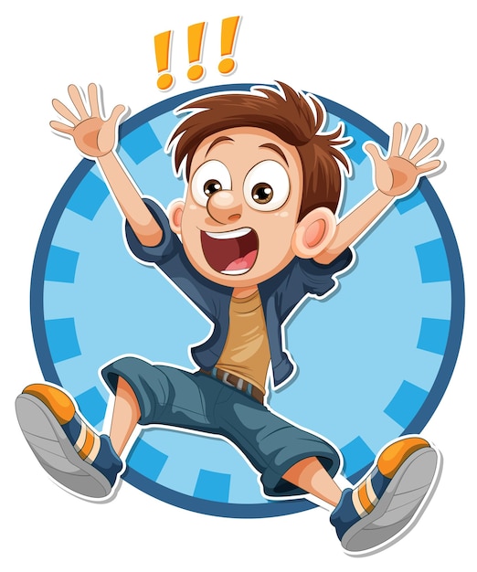 Jumping Boy Cartoon Character