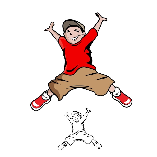 Jumping Boy vector cartoon