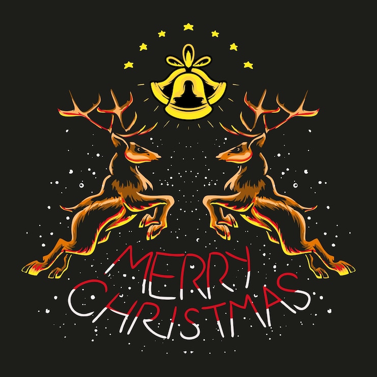वेक्टर jumping christmas reindeer premium vector illustration tshirt design