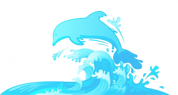 Vector jumping dolphin out of water