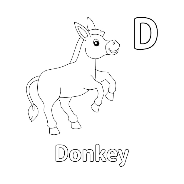 Jumping Donkey Alphabet ABC Coloring Page D