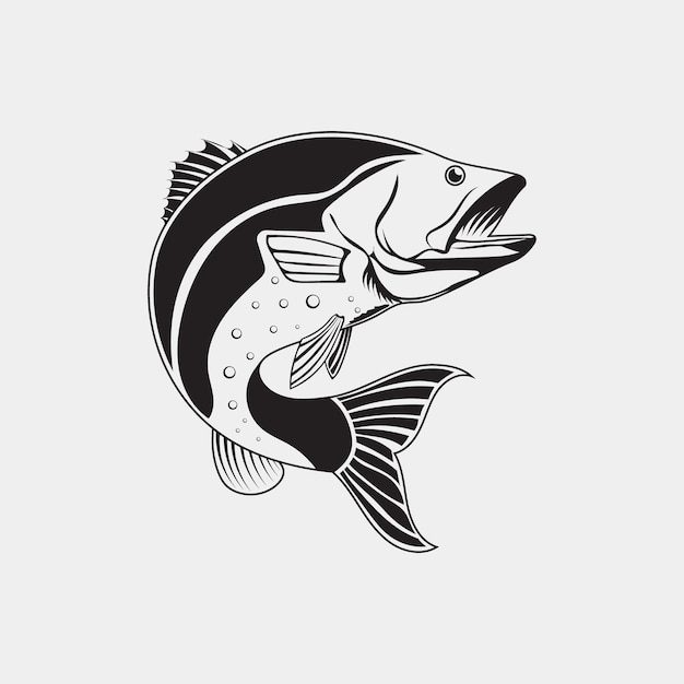 Jumping fish vector illustration Bass fishing