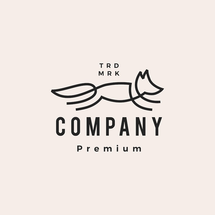 Vector jumping fox line outline monoline art hipster vintage logo vector icon illustration