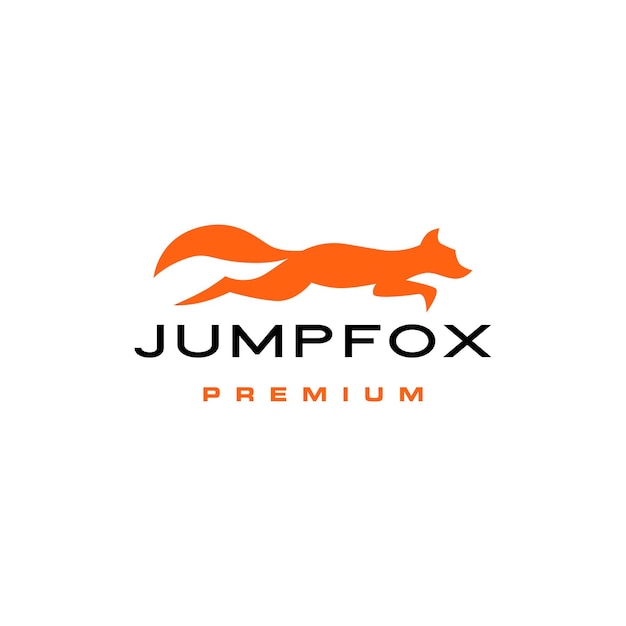 Jumping fox quick brown flat simple logo vector icon illustration