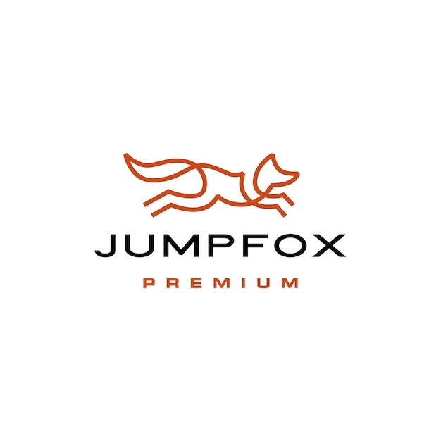 Jumping fox snelle bruine lijn overzicht monoline logo vector pictogram illustratie