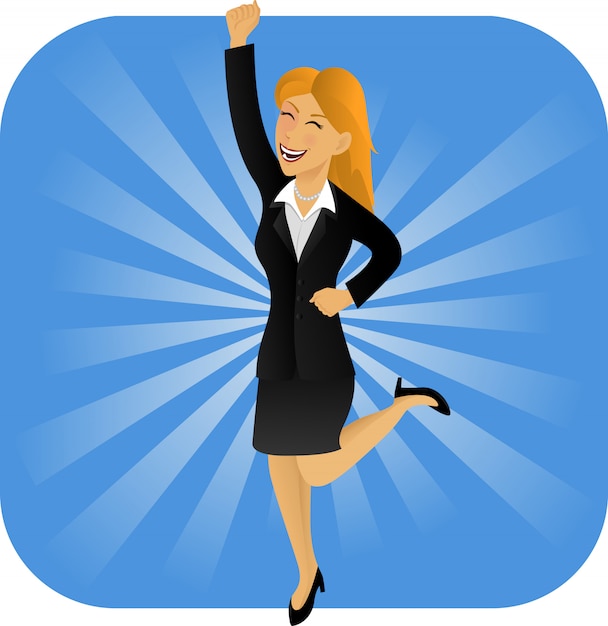 Вектор jumping happy bussiness woman