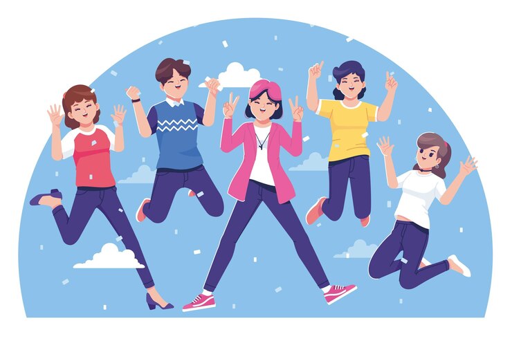 Vector 점프하는 사람들 귀여운 캐릭터 컬렉션