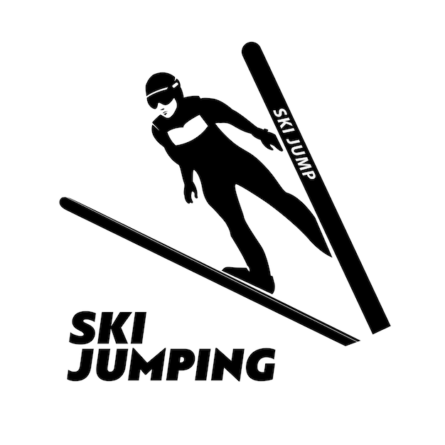 Jumping skier silhouette