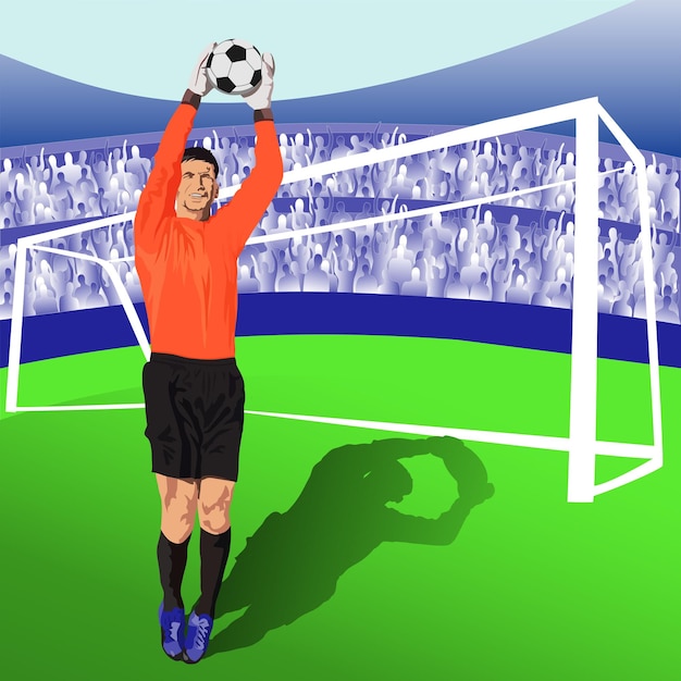 Vector jumping soccer goalie