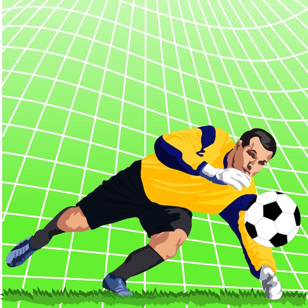 Vector jumping soccer goalie