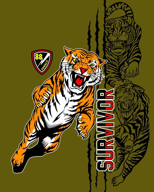 Vector the jumping tiger attack vector design