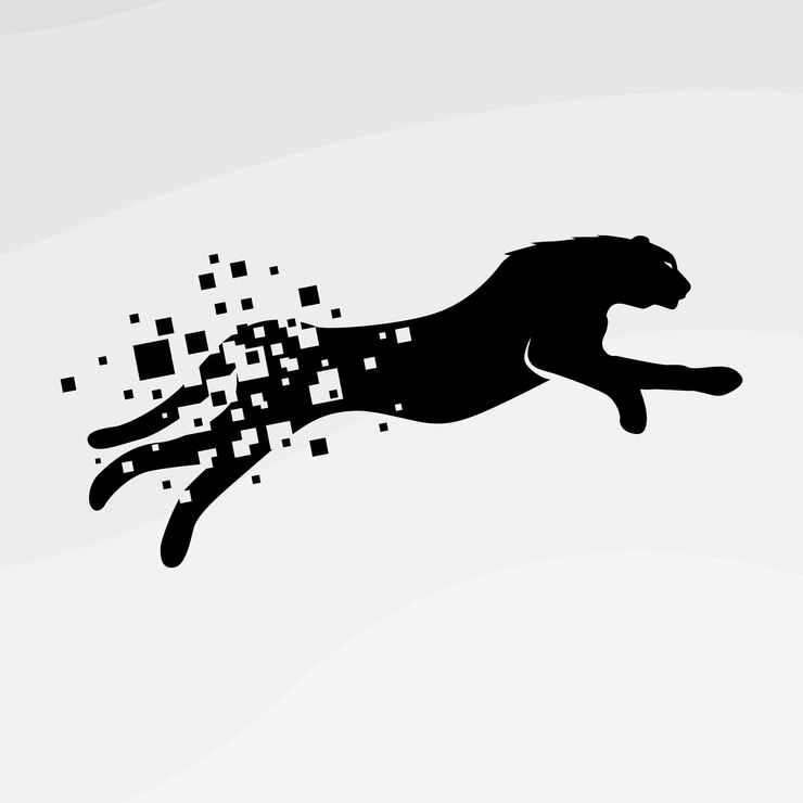 Vector jumping tiger vector logo symbol