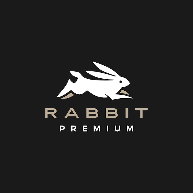 Jumping White Rabbit Logo Vector Icon Illustration