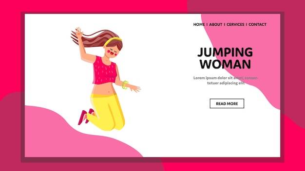 Jumping Woman Celebrate Success Achieve Vector