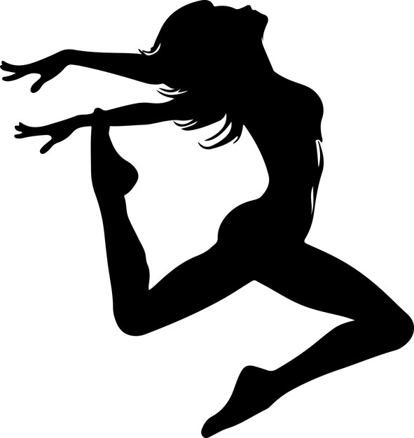 Vector jumping woman female vector silhouette black color silhouette white background 4