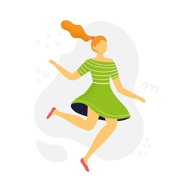Jumping woman in flat style