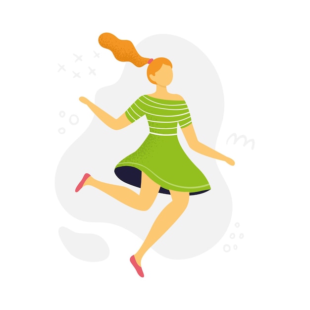 Vector jumping woman in flat style