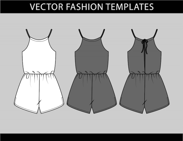 Vector jumpsuit  fashion flat sketch template