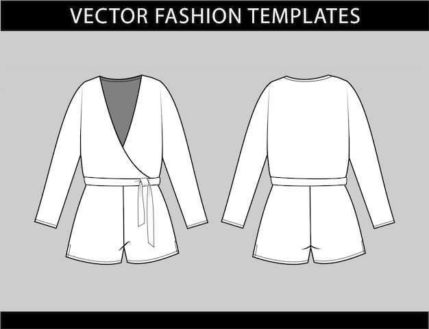 Вектор Шаблон эскиза моды комбинезона