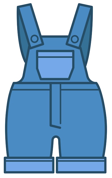 Tuta con spalline e tasche regolabili, vestiti in denim per bambini. icona isolata di abbigliamento per bambini, body blue jeans per neonati. abbigliamento alla moda alla moda per kiddo, vettore in flat