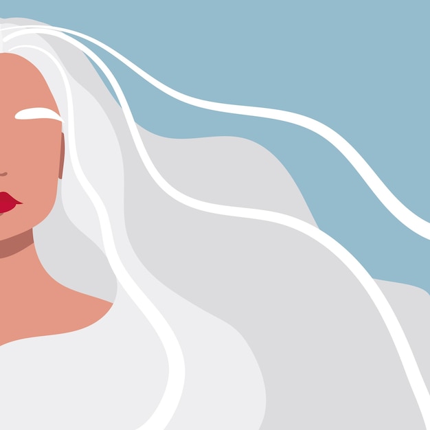 Vector june 13 is the international albinism awareness day an albino woman with long hair on a blue