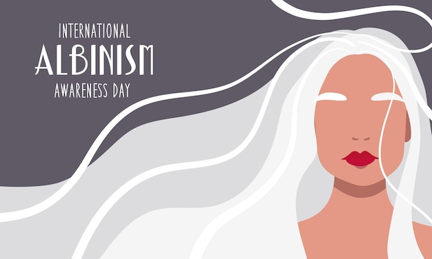 June 13 is the international albinism awareness day an albino woman with long hair on a dark