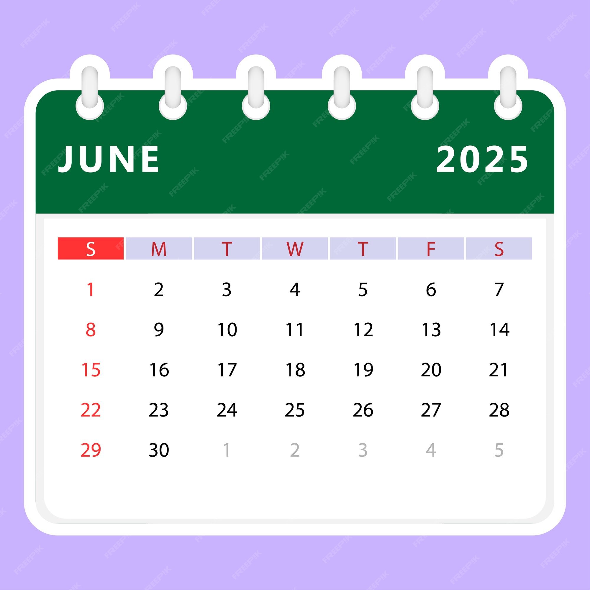 Premium Vector June 2025 calendar Sunday start Vector design