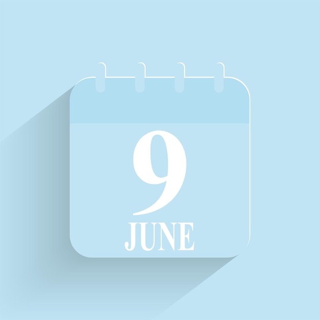 Vector june 9 daily calendar icon date and time day month holiday flat designed vector illustration