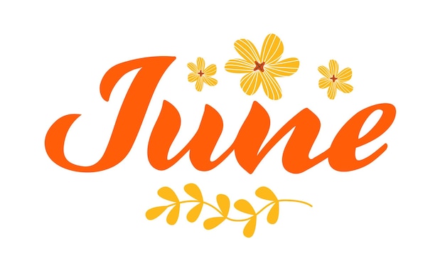 June  Hand drawn lettering month name Hand written month May for calendar monthly logo