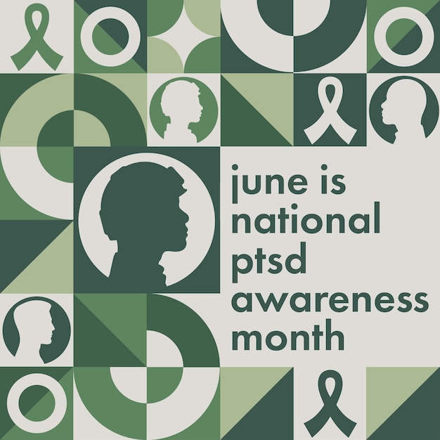June is National PTSD Awareness Month Holiday concept Template for background banner card poster with text inscription Vector EPS10 illustration
