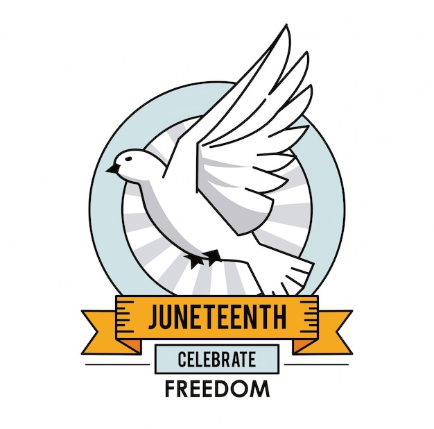 Vector juneteenth day celebrate freedom pigeon liberty symbol