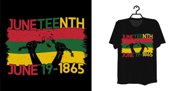 Juneteenth day tshirt ontwerp juni 1865 Premium Vector