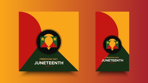 Juneteenth 자유의 날 추상 veactor 그림 기하학적 소셜 미디어 모양 벡터 배경 광고 포스터 카드 배너 6월 19일