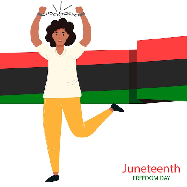 Juneteenth 자유의 날 아프리카 계 미국인 여성은 노예 해방의 사슬을 끊습니다. 6 월 독립 기념일 아프리카 계 미국인 독립 기념일