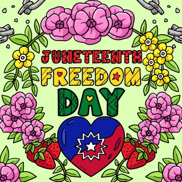 Juneteenth Freedom Day Colored Cartoon