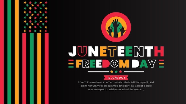 Juneteenth Freedom Day usa vlag achtergrond banner kaart poster met typografie design